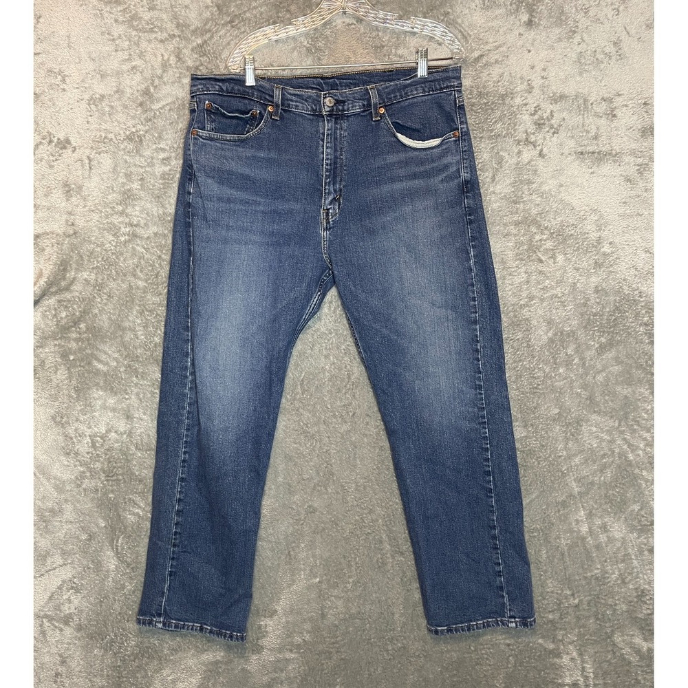 Levis 505 Men Regular Straight Dark Wash Jean 38x30 Casual Classic Basic Stretch